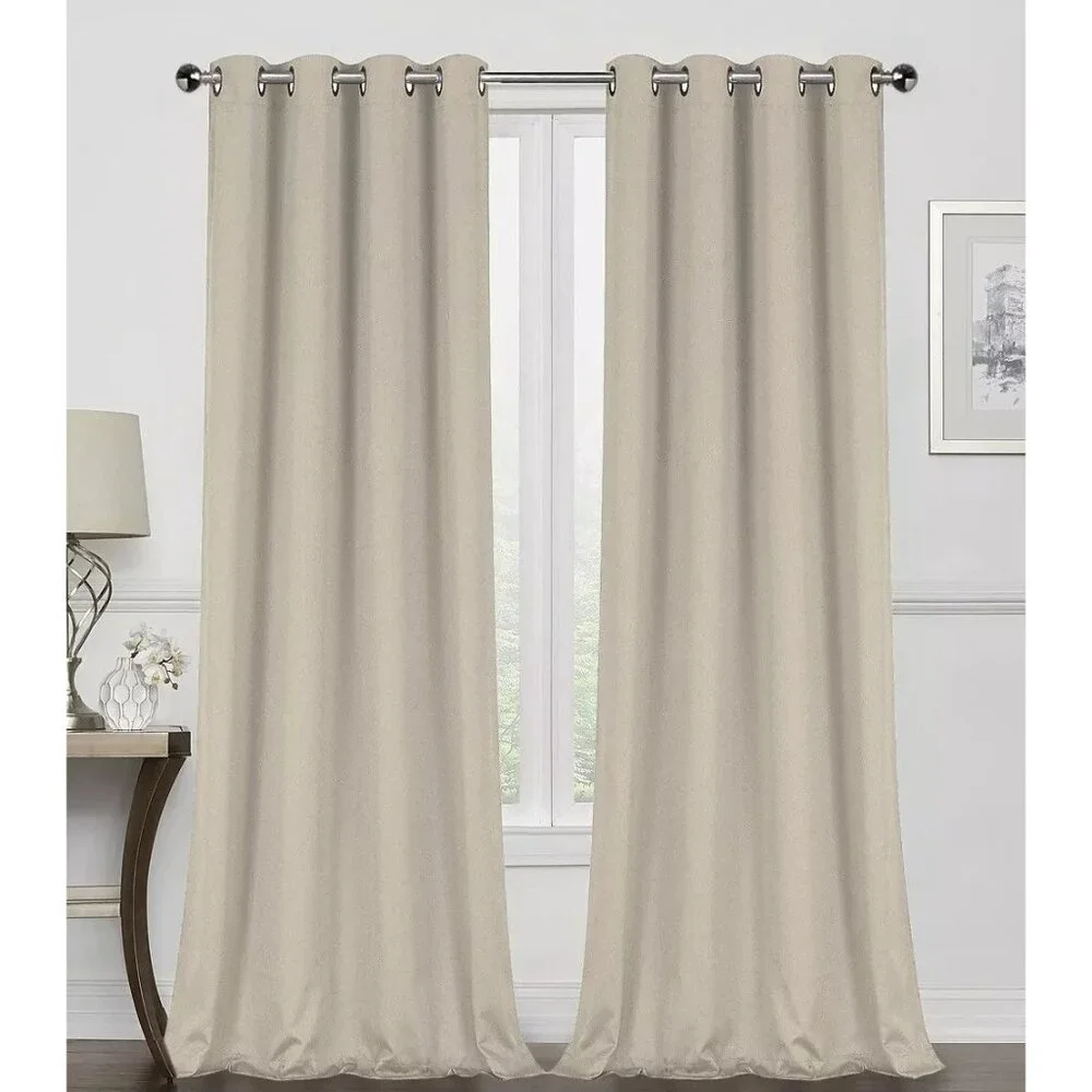 GoodGram Monterey 2 Light Beige Blackout & Grommet Curtain Panel Set 52